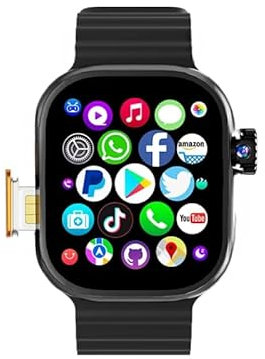 JINSHANGZI DW99PRO Montre intelligente 4G Android 10.0 WiFi GPS 2,2 AMOLED avec caméra coulissante à 180° pour télécharger des applications Play Store Noir 4 Go 64 Go