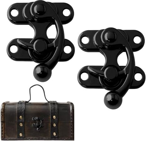 2 Stück Kistenverschluss,Klein Verschlusshaken Truhe,Verschluss Riegel,Haspe,Verschlüsse,Schatullenverschluss,Antike Vorhängeschloss Latch Hook Hasp Retro Verschluss für Holzkiste mit Schloss
