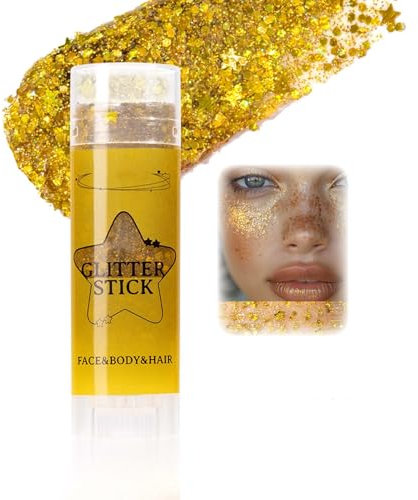Clawrex Lot de stylos à paillettes, pour le visage, les lèvres, les cheveux, les lèvres, les ongles, holographiques, gel à paillettes pour festival (doré)