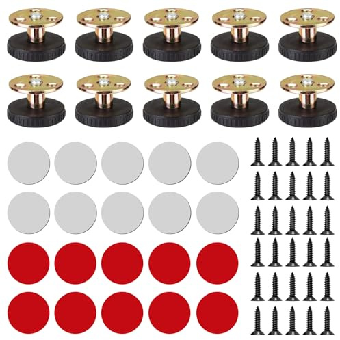 10 PcsPieds de Meubles Réglables, Pied de Meuble Reglable 24-37mm | Pied Meuble Reglable,Pieds de Table,Pieds de Nivellement pour Meuble Chaise Lit Canapé Armoires + Coussinets Antidérapant,Vis