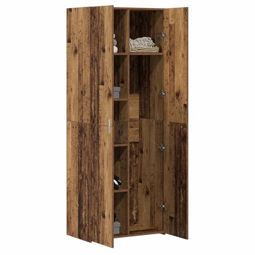 vidaXL Highboard Old wood 70 x 42.5 x 185 cm Engineered wood, Dining Room Storage, Rectangular Rustic Buffet Cabinet, Wooden Solutions for Elegant, Beige Wood