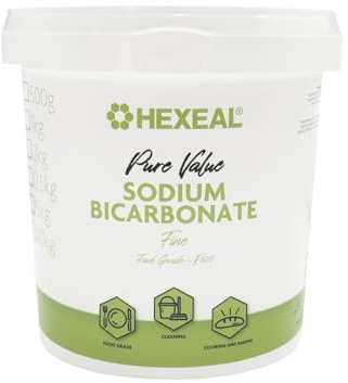 Hexeal Pure Value Sodium Bicarbonate 1kg Bucket – Food Grade, Fine Powder