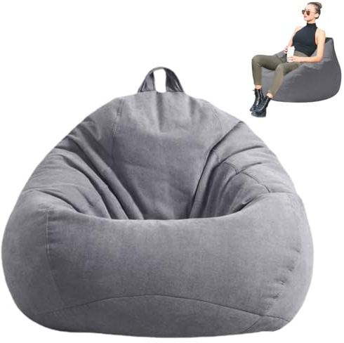 CEWROM Sitzsack Tropfenform für Erwachsene, nur Bezug (Keine Füllung), Gaming Sitzsäcke XL Giant Grey Bean Bag Chair für Outdoor Living Room Decor (hellgrau)