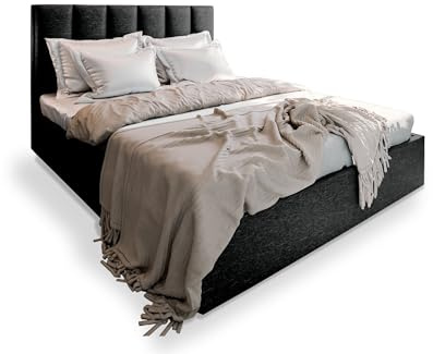 Masseno Polsterbett Lure 120x200 cm, Doppelbett, Bettkasten, Stauraum, Lattenrost Und Kopfteil - Schwarz, SAWANA 14