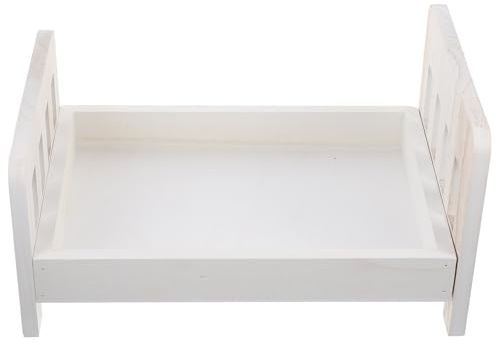 PERSELOSO Wooden Newborn Photography Prop Bed Photo Props with Smooth Safe Surface in White, Adorable Vintage Design for Photoshoot and Taking Some Interesting Pictures