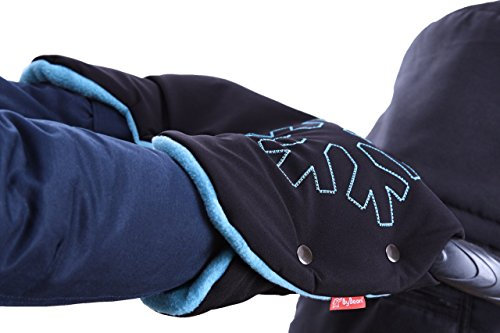 ByBoom - Softshell Handwärmer Thermo Aktiv; Funktions-Handmuff mit Fleece Innenseite, Universalgröße für Kinderwagen, Buggy, Jogger, Radanhänger, Farbe:Schwarz/Grau