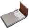 AI-DEE Visitenkartenhalter PU Leder Visitenkartenetui mit Magnetverschluss Tasche RFID Blocking Visitenkarten Organizer Visitenkartenetui Metall Namenskartenhalter, Grau, Small, Kompakt