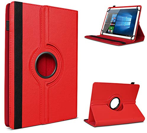 UC-Express Schutzhülle kompatibel für Odys Thanos 10 Tablet Hülle Tasche Case Schutz Cover 360° Drehbar, Farbe:Rot