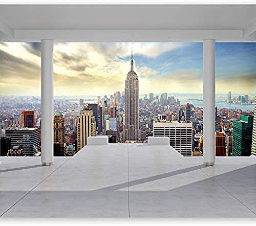 Mur Mur Papier Peint Tnt Papier Peint À La Mode Décoration Murale Affiche Murale Design Géant Papier Peint Ville New York Architecture Papier Peint 3D Faux Cuir Vinyle Mural-250cm×170cm