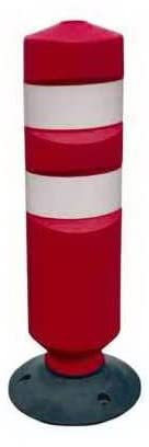 FERRETELIX® Hito de Balizamiento y Señalización de Tráfico H-75 Rojo con Base de Goma Desmontable – Incluye Tornillos