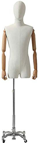 Schneiderpuppen Schneiderbüste Männlich Mannequin Torso Körper realistische menschliche Torso Kleiderform Höhenverstellbarer Hosen Zeigen, 2 Farben (Color : B)