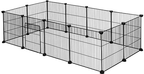 EUGAD Freilaufgehege Kaninchen, Meerschweinchen Gehege, Gehege für Kleintiere, Kleintiergehege, Freigehege für Kaninchen, Hamster, Schildkröten Hasenstall innen inkl. Tür DIY 142x72x36cm