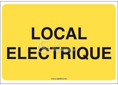 AUA SIGNALETIQUE - Panneau Local électrique - 150x105 mm, Aluminium Dibond 3mm