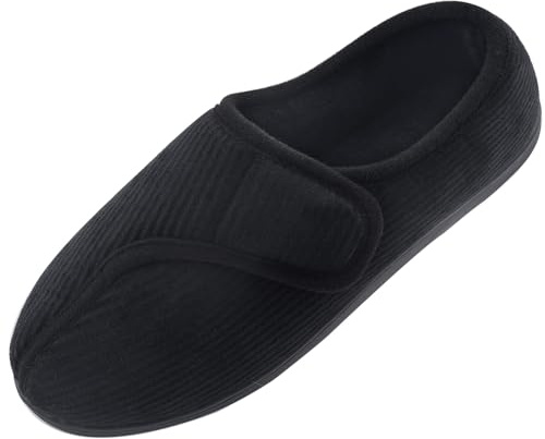 Git-up Chaussons Homme en Mousse à Mémoire Hiver Chaud Chaussures Intérieur Extérieur Semelle en Caoutchouc Antidérapante Maison Pantoufles, Noir 10