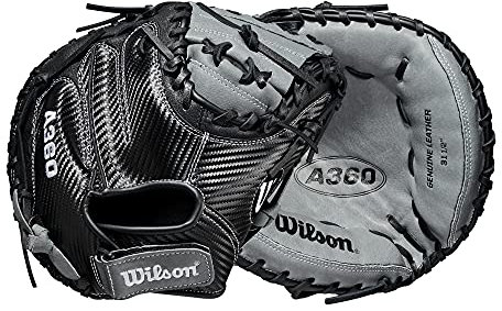 WILSON 2021 A360 CM315 Baseball-Fanghandschuh, 80 cm, Schwarz/Grau, für Linkshänder