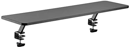 Kantek Ergonomischer montierter Computer-Monitorständer, schwebendes Schreibtischregal, Klemmfuß, extra breit, 100,1 x 25,9 x 13 cm, Schwarz