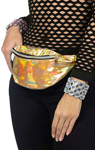 WILBERS & WILBERS 48937 - Bauchtasche mit holografischem Finish, Hüfttasche, Accessoire für Festival, Karneval, 80er Jahre Outfit