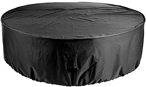 XXYANZI Housse de Table de Jardin 102x45cm, Ronde Imperméable Coupe-Vent Bache Salon de Jardin pour Abri Barbecue. - Noir