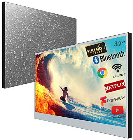 Soulaca 32inch Smart LED Mirror TV for Bathroom,1080P Waterpoof with Wi-Fi and Bluetooth, Integrated with Speaker Android 9.0 System,Model 2022