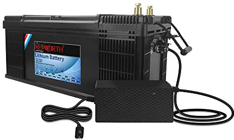 KEPWORTH 24V 100Ah LiFePO4 Battery Deep Cycle Lithium Iron Phosphate Battery Built-in BMS Lightweight Maintenance-Free Perfect for RV/Camping, Solar/Backup Power,Trolling,Motor/5-Years Warranty