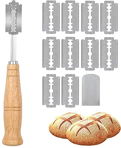 CENRONG Taglierino per Pane,Lama pane Coltello pane Coltello per impasto Coltello da panettiere con 10 lame,per Cuocere, Intagliare Modelli di Pane Crudo