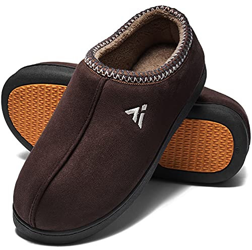 Mishansha Pantofole Uomo Invernali Ciabatte Uomo Invernali da Casa Pantofole Calde Ciabatte Casa Peluche Babbucce Memory Foam Pantofole Chiuse Marrone Nuo,Gr.39