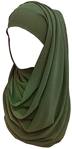 Lina & Lily Bubble Crepe Chiffon Damen Muslim Hijab Kopftuch Schal Turban, Stoff Leicht Undurchsichtig (Tarngrün)