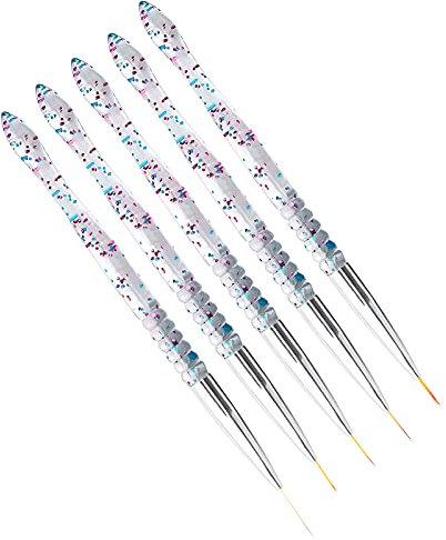 SAVITA 5 Stück 7/9/11/15/20mm Nailart Pinsel Fein, Acryl Kristall Nailart Pinsel Fineliner Nylon Bürsten Kopf Nagelwerkzeuge für DIY Design