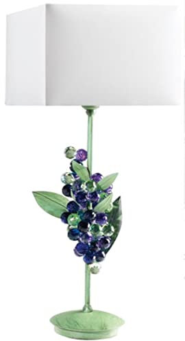 Casa Padrino Luxus Tischleuchte Weintrauben Grün/Lila/Weiß 20 x 20 x H. 50 cm - Moderne Schreibtischleuchte mit edlem Swarovski Kristallglas - Luxus Qualität - Made in Italy