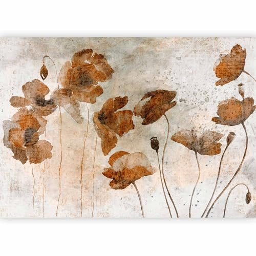 murando - Papier peint panoramique nature 350x256 cm - Revêtement mural décoration salon - Design moderne - Marron beige - Aquarelle coquelicots fleurs d'automne texture de fond b-C-1011-a-a