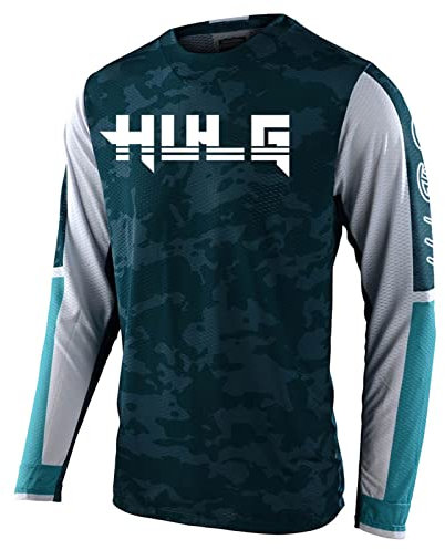 Radfahren Jersey Herren Mountainbike Motocross Jersey Langarm MTB T-Shirt,Shirt Downhill Fahrrad Jersey Schnelltrocknend (Color-16,L)