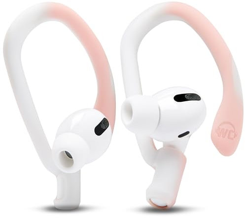 WC HookZ - Patented Upgraded Over Ear Hooks for AirPods Pro 1, 2 & AirPods 1, 2 & 3- Two Size Pairs Included in Package, Unique Left & Right Hook, Made by Wicked Cushions | Pink Marble