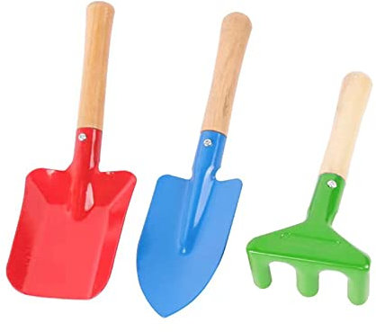 Aoibeely Attrezzi da Giardino per Bambini, Mini con Paletta, Vanga, Rastrello, Set da Giardino Colorato, Giocattolo da Giardino, per Bambini e Adulti (3 Pezzi)