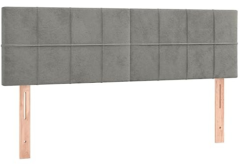 vidaXL Kopfteil, Bettkopfteil mit Holzbeinen, Höhenverstellbar Polsterkopfteil für Bett, Betthaupt Bettzubehör Schlafzimmer, Hellgrau 144x5x78/88cm Samt