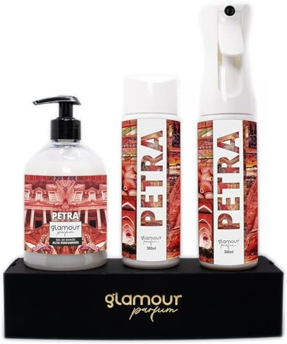 GLAMOUR PARFUM - Pack Ambientador Textil + Recambio 300 ml + Jabón de Manos 500 ml - Ambientador Hogar Petra - Aroma Fresco y Cítrico - para Pulverizar en la Cama o en Cortinas