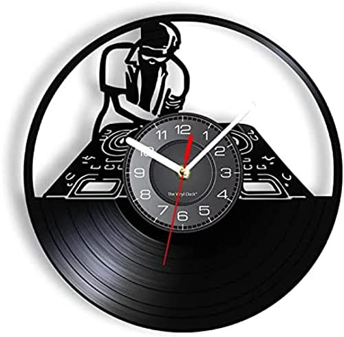 Orologio da Parete Rotondo DJ Giradischi Orologio da Parete Hip Hop Night Club Music Studio Wall Art