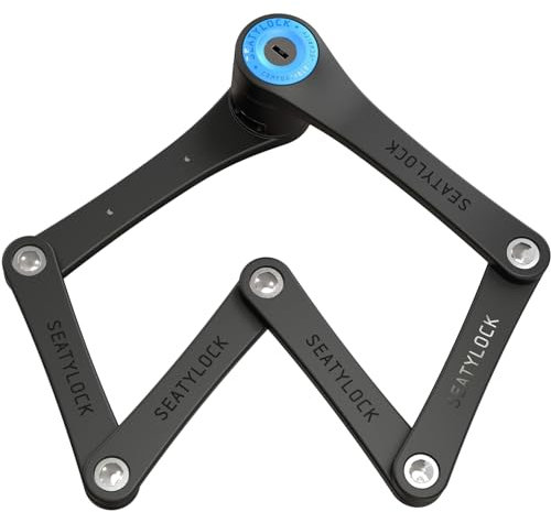 FoldyLock Mini Folding Bike Lock with Key - Patented Lightweight Heavy Duty High Security Anti Theft - Cut Proof Silver Sold Secure Bicycle Lock for Electric Scooters and Bikes - 29.5