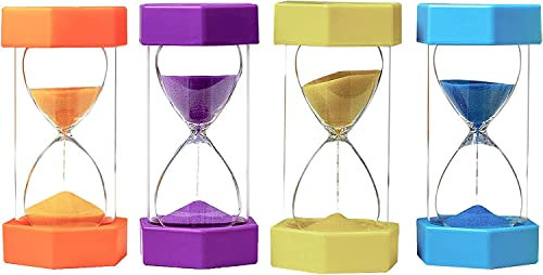 Sanduhr-Sanduhr, 5/6/7/8 Sanduhr for Kinder, 1/3/5/10/15/30 Minuten, bunter Kinder-Zahnbürsten-Timer for Kinder, die Spiele, Klassenzimmer, Küche, Büro, Dekoration (Farbe) ( Color : 4 Pieces of 1+5+15