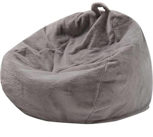 NIBHZ Riesiger Sitzsack aus Fell für Erwachsene (kein Füllmaterial), Möbel, Weicher, Flauschiger Sitzsack aus Kunstfell, Bezug für Sofabett, Bezug aus Kunstpelz,Grey-80X90CM