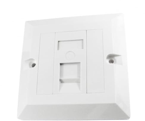 RJ45 Socket Ethernet Cat5e Wall Plate Socket Faceplate Compatible with CAT6/CAT5E/CAT7/CAT8 Network Cable, Keystone Jack Modular, UK Spec. (1 Port, White)