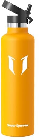 Super Sparrow Gourde Isotherme - 18/10 Ultra Léger Bouteille Isotherme - 1000ml - Gourde INOX Bouche Standard - Gourde Enfant sans BPA, pour Sport, Voyages, L'école, Bureau, Maison