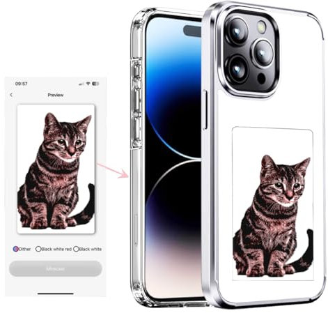 KSOPUERT Smart Inkscreen Handyhülle passend für iPhone 13/iPhone 14 Schutz Unterstützt DIY 3,5'' Ink Display Bild in Ink Phone Case Classic White