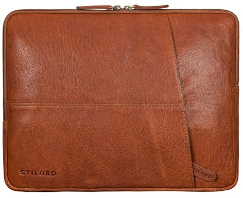 STILORD 'Merkur' Vintage Funda Portatil Cuero 13 Hasta 14 Pulgadas Bolso Ordenador Portatil Hombre Funda Protectora Maletín Para Macbook Portafolios Mujer Piel, Color:maraska - marrón