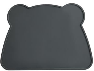 Non-slip feeding mat for cats and dogs, raised edge feeding mat, waterproof, suitable for feeding bowls water bowl mat, pet feeding mat, 36 x 26 cm (black)