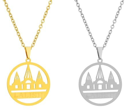 UOMSKTY Yezidische Lalish-Anhänger-Halskette Für Damen Und Herren – Heiligster Tempel Der Jesiden,Trendiger Patriotischer Schmuck Für Damen Und Herren,Party-Geschenk,Weiß,60 Cm Oder 23,6 Zoll