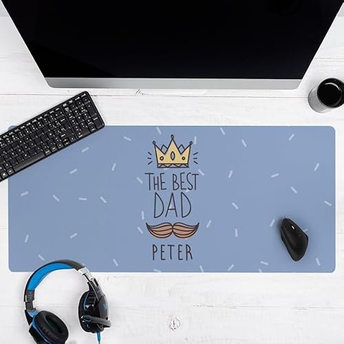 Wanapix | Tapis de Souris Gaming Personnalisé Rectangulaire XXL | Fête des Pères | 90x40 cm | Base en Caoutchouc Antidérapant | Très Flexible | Cadeaux Originaux pour Hommes | The Best Dad