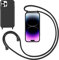 GoodcAcy Handykette Handyhülle für iPhone 16 Pro,Smartphone Necklace Hülle mit Band Schutzhülle mit Kette zum umhängen Halskette Flüssig Silikon Case für iPhone 16 Pro,Schwarz