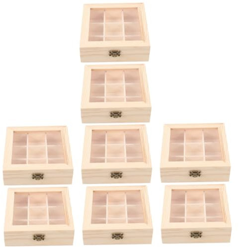PRETYZOOM 4 Set Di Organizer Per Bustine Di Tè in Legno Con Finestra Scatola Di Immagazzinaggio Compatta Per Piccoli Oggetti Forniture Per La Casa Cucina E Ufficio 2 Pezzi * 4