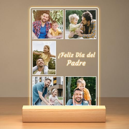 Regalos Navidad Personalizados para Papa, Lampara Personalizada con Foto, Cuadro Personalizado con Foto, Marcos de Fotos Originales, Regalo Cumpleaños Hombre, Regalos Personalizados para Papa