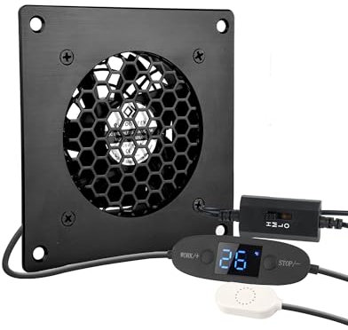 euroharry Système de ventilateur silencieux à affichage numérique 80 mm contrôlé par la température, 1 ventilateur USB contrôlé par la température, ventilateur 5 V avec cadre moderne en aluminium